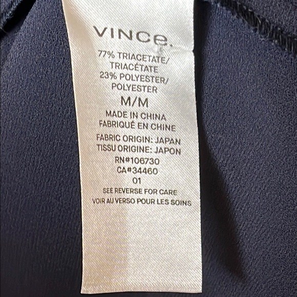 VINCE Navy Blue 3/4 Sleeve Sheath Shift Dress- Size Medium - Picture 5 of 11